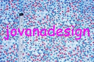 Floral Blue Red Small Daisies